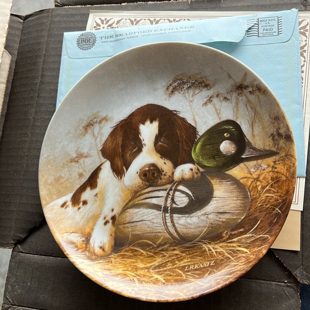 Vintage Edwin M Knowles China “Dog Tired- The Springer Spaniel” Plate